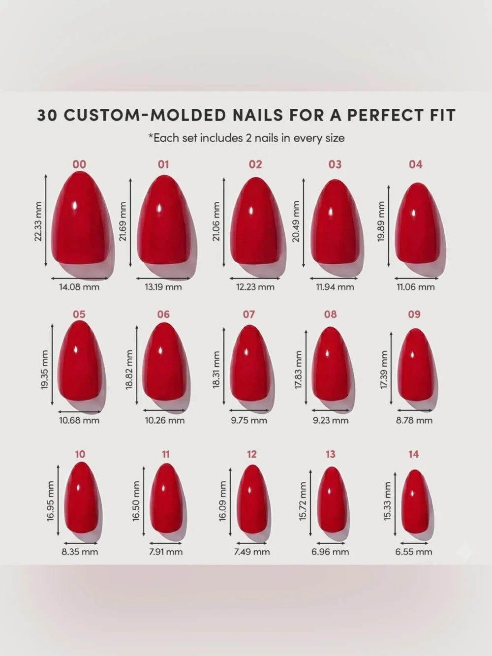 Glamnetic Fiery Red Short Almond Glue On Nails